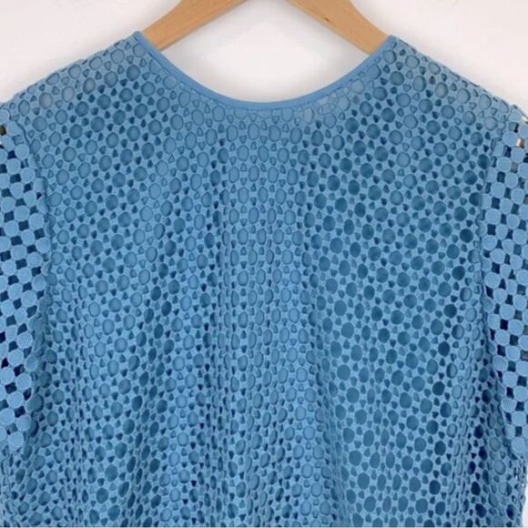 Tory Burch Blue Crescent Guipure Lace Short Sleeve Top - Picture 6 of 12